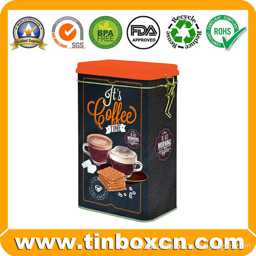 Custom Airtight Coffee Tins with Metal Clip for Food Storage